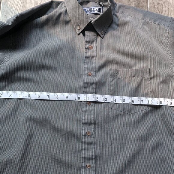 Versace Classic V2 Men’s Gray Check Dress Shirt 17.5 35/36 - Picture 9 of 9